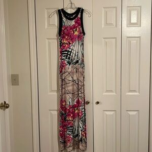 Floral Maxi Dress - Pink and Black